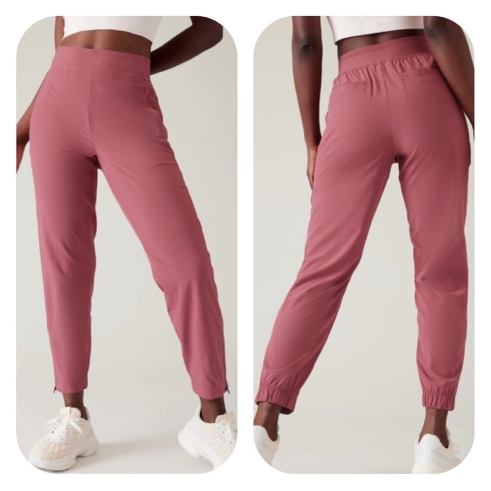 ATHLETA Brooklyn Heights High Rise Jogger 8 Berry Rose Pockets Mauve Pink